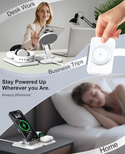 3 in 1 Magnetic Wireless Charger for Apple Multiple Devices (1 Pack White)