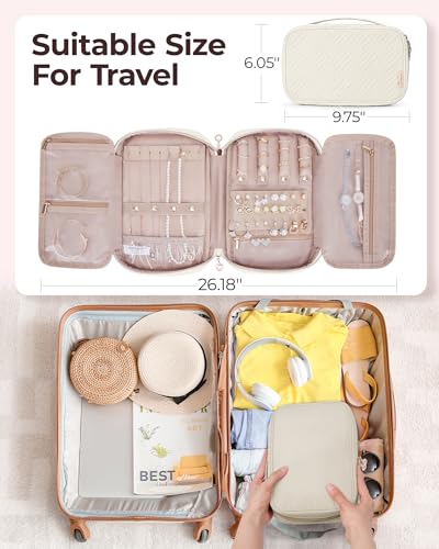 Jewelry Organizer Case Large Travel Jewelry Storage Bag (Medium / Beige)