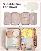 Jewelry Organizer Case Large Travel Jewelry Storage Bag (Medium / Beige)