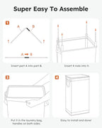 Slim Laundry Basket with Lid (Grey / 70L)