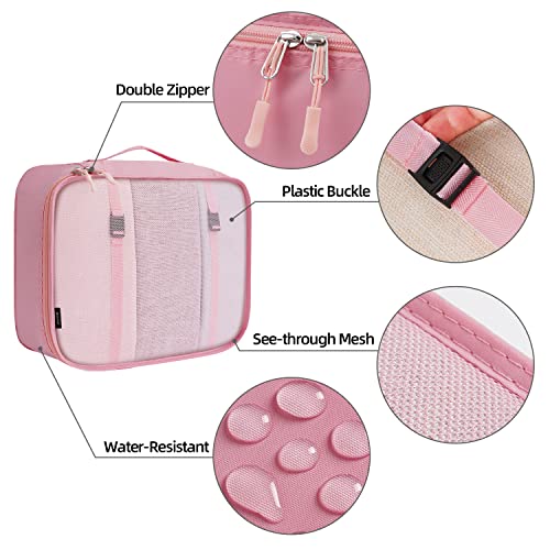 10 Set Packing Cubes Various Sizes Packing Organizer for Travel Accessories Luggage Carry On Suitcase (10-Pink / 10 Set-full Mesh)