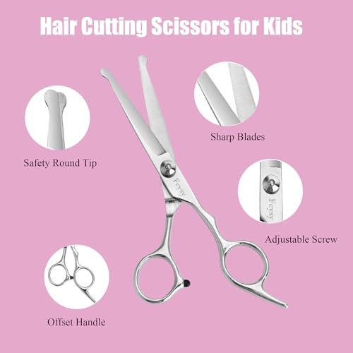 Hair Cutting Scissors Kit for Kids (10pcs Silver)
