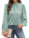 Long Sleeve Shirts for Women Fall Outfits for Women 2026 Business Casual Tops Blouses Dressy Casual Early Fall Fashion Clothing School Outfits for Teachers Work Clothes Trendy (03 - Sage Green Dots / Small)