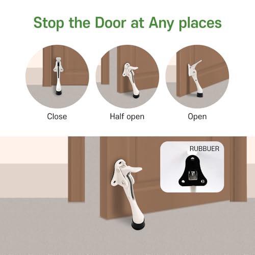 4 Stoppers 4 in White Kickdown Door Stopper for Bottom of Door (White / 4 INCH X 4 PACK)