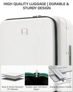 28 Inch Top Opening Checked Luggage with Cup Holder and USB Ports (Smoke White / 28 Inch Pro)