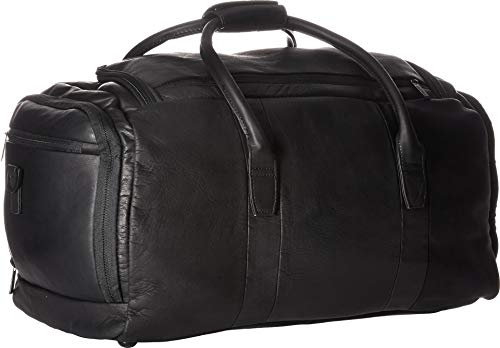 Duff Guy Colombian Leather 20" Single Compartment Top Load Travel Duffel Bag (20-Inch Top Load Duffel (W/ Shoe Compartment) / Black)