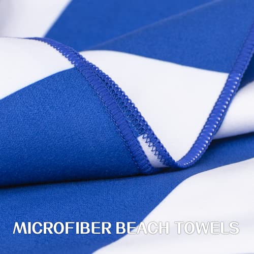Microfiber Beach Towel Sand (Y-blue Stripes / Large(60x30"))