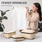 Ultralight Compression Packing Cubes for Travel (6-Pack / Beige)