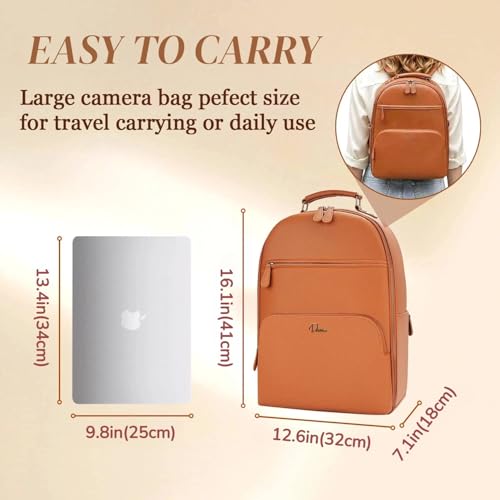 Camera Backpack Classic PU Leather for DSLR (Brown / 20L)