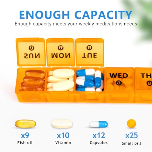 2 Pack Weekly Large Pill Organizer (Blue-orange)