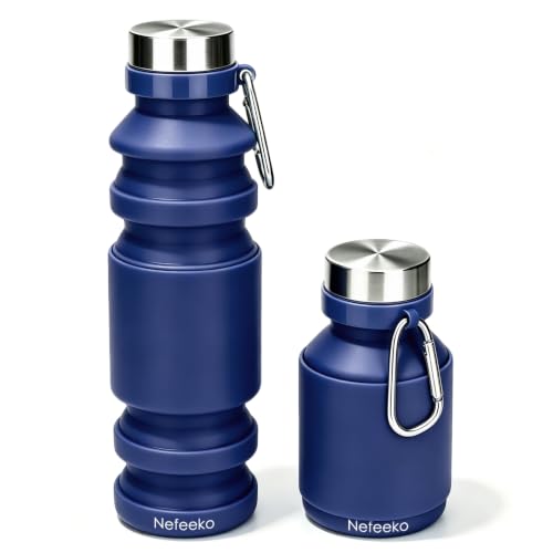 Collapsible Water Bottle (Navy Blue-18oz)