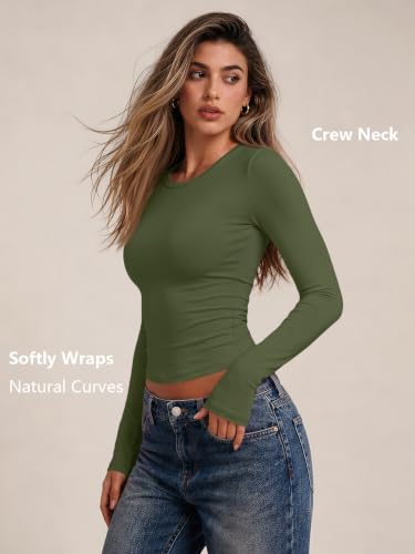 Womens Long Sleeve Shirts Basic Compression Tops ArmyGreen M (Medium / Armygreen)