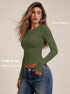 Womens Long Sleeve Shirts Basic Compression Tops ArmyGreen M (Medium / Armygreen)
