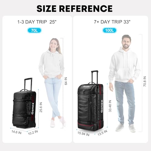 Rolling Duffle Bag with Wheels (Black / 33 inch)