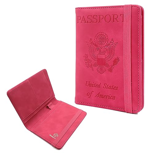 Premium Leather Passport Holder Covers Case (ELA-ROSE RED)