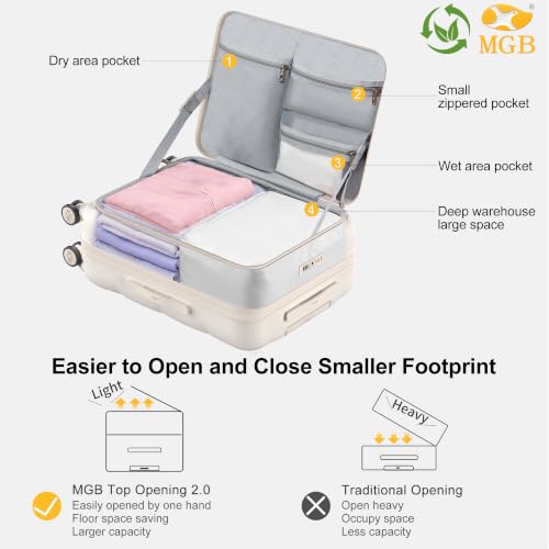 24 Inch Expandable Checked Luggage Hard Shell Suitcase (24 inch / Cream)