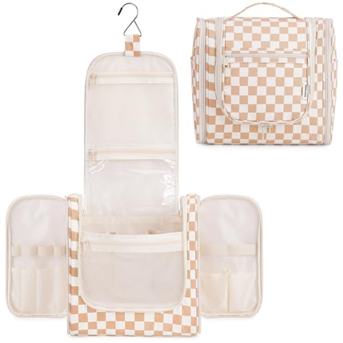 Large Hanging Travel Toiletry Bag for Women (C-Light Checkerboard-1 / Large)