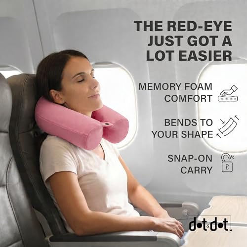 Twist Memory Foam Travel Pillow for Airplanes (Pink / Adjust (26" w/ cord))