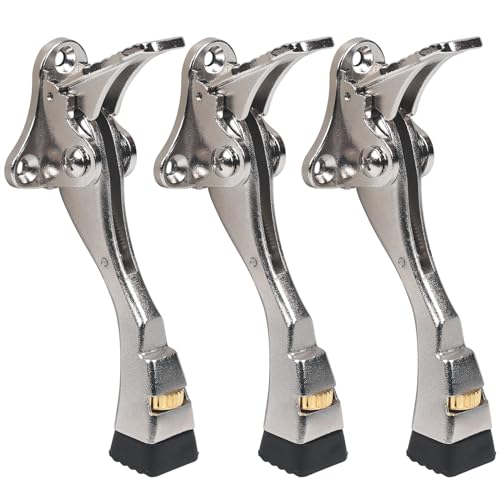 3 Packs Heavy Duty Kickdown Door Stopper (Satin Nickel / 4 inch x 3pack)