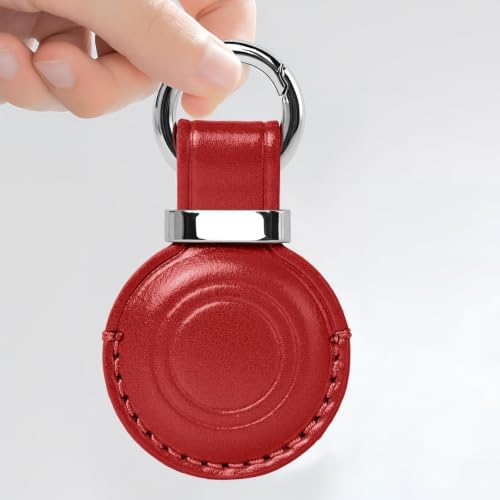 Leather Holder Keychain for AirTag 2nd Gen (A9-Black/Dark Blue/Red/Vintage)