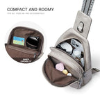 7L Sling Bag For Women Fanny Pack Crossbody Travel Shoulder Belt Bags Tote Backpack Purse Faux Leather Grey (Light Grey)