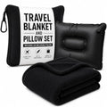 Travel Pillow and Blanket Set (Black / w/ Blanket)