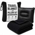 Travel Pillow and Blanket Set (Black / w/ Blanket)