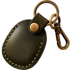 Genuine Leather AirTag Holder Compatible with Apple AirTag 2nd Gen & 1st Gen (Olive Rreen)