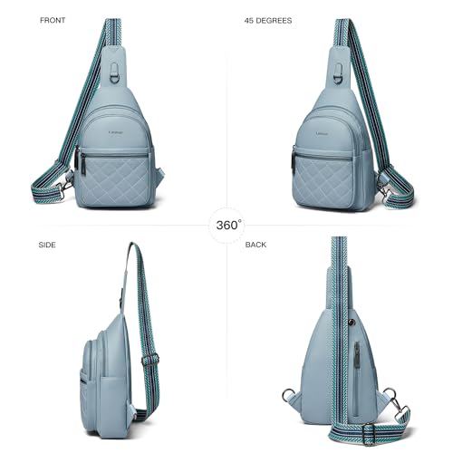Sling Bag For Women Fanny Pack Crossbody Travel Shoulder Belt Bags Tote Backpack Purse Faux Leather Light Blue (Light Blue)