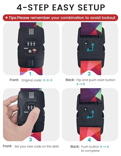 Travelkin Luggage Straps TSA Approved (Colorful Geometry)
