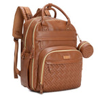 Leather Diaper Bag Backpack (Vegan Leather Natural Brown / Large)