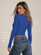 Womens Long Sleeve Shirts Basic Compression Tops RoyalBlue XL (X-Large / Royalblue)