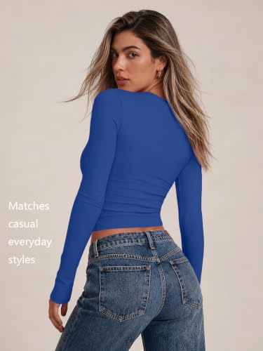 Womens Long Sleeve Shirts Basic Compression Tops RoyalBlue XL (X-Large / Royalblue)