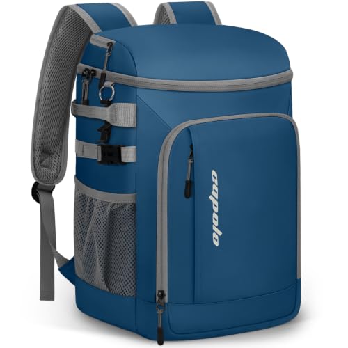 Cooler Backpack Insulated Leak Proof for Women Men Soft Cooler Bag (45 Cans / Leather Blue)