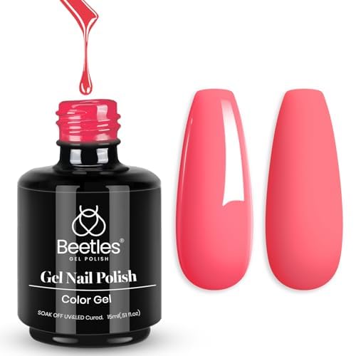 Beetles Coral Pink Gel Nail Polish 15ML Soak Off UV Gel for Nail Art (B - Creme Pink | Strawberry Cocktail)