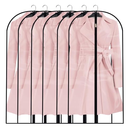 Clear Garment Bags (24'' x 48''/6 Pack / Black-Clear)