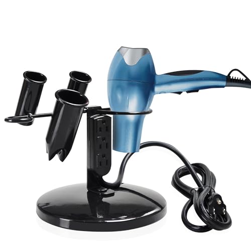 BYOOTIQUE 5 Hole Tabletop Blow Dryer Hair Iron Holder with 3 Outlets Pack 2 (10.2x8.7x9.6 Inch(Pack of 2))