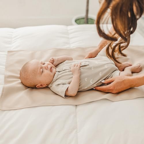 Faux Leather Waterproof Baby Changing Mat 2 Pack (Blush,Beige / Large)