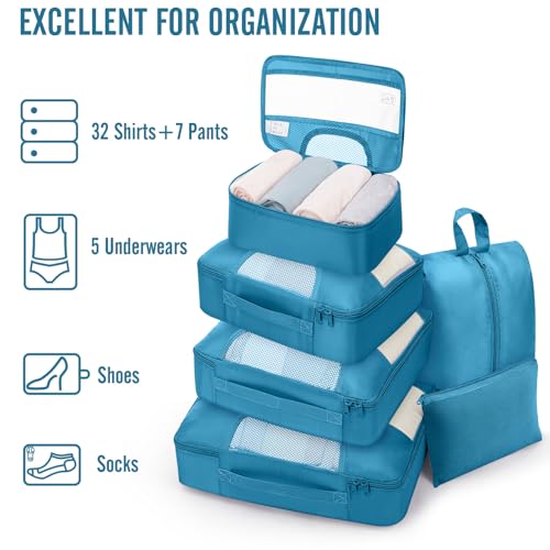 8 Set Packing Cubes for Travel Essentials (15 Ocean Blue)