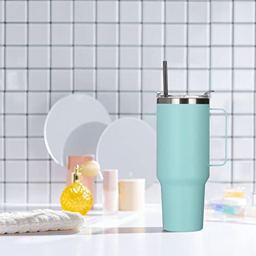 40 oz Stainless Steel Tumbler with Handle (Mint Green / 40 Ounces-8)