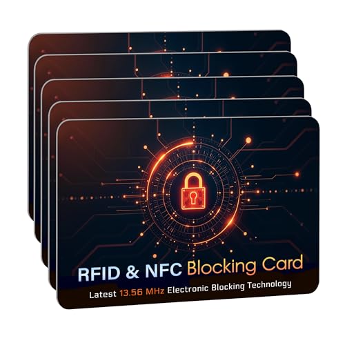 5 Pack RFID Blocking Card for Credit Debit Card (Oragne CL)