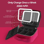 Travel Makeup Bag Cosmetic Bag Makeup Organizer Bag with Lighted Mirror (Rose Red / Woven)