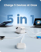 140W International Travel Adapter (140W-1A3C(4 Fast Charger Ports) / White)
