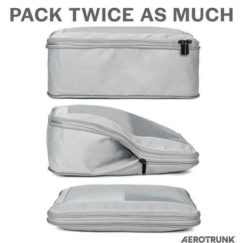 Compression Packing Cubes for Travel (4-Pack / Light Grey)