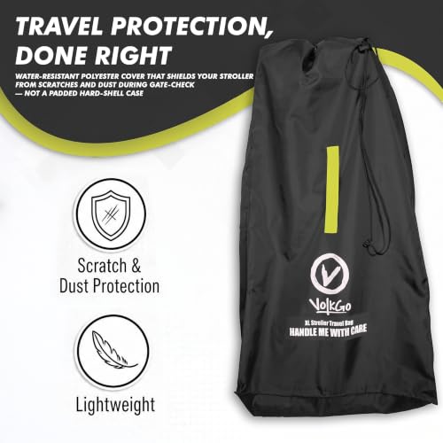 XL Stroller Travel Bag for Airplane with Backpack Shoulder Straps (Black)
