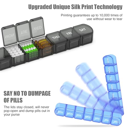 Extra Large Pill Organizer 3 Pack (Black+white+blue)