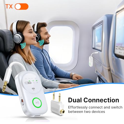 Bluetooth 5.4 Transmitter Receiver for 2 AirPods (White)