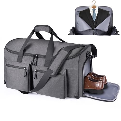 2 in 1 Garment Duffle Bags for Travel Mens Carry (Grey)