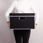 Foldable Storage Box with Lid [3 (Black / M(3-Pack))
