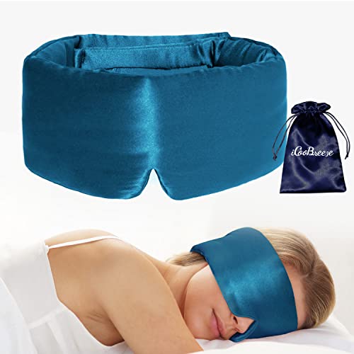 100% Natural Silk Eye Mask for Women Men (Vivid Blue)